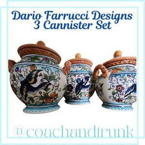 Dario Farrucci Italian 3 Piece‎ Ceramic Large, Medium & Small Cannister Set
